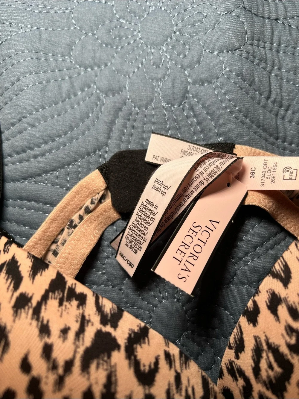Victoria's Secret Leopard Push-Up Bra - Black & Tan 36C - Picture 3 of 4